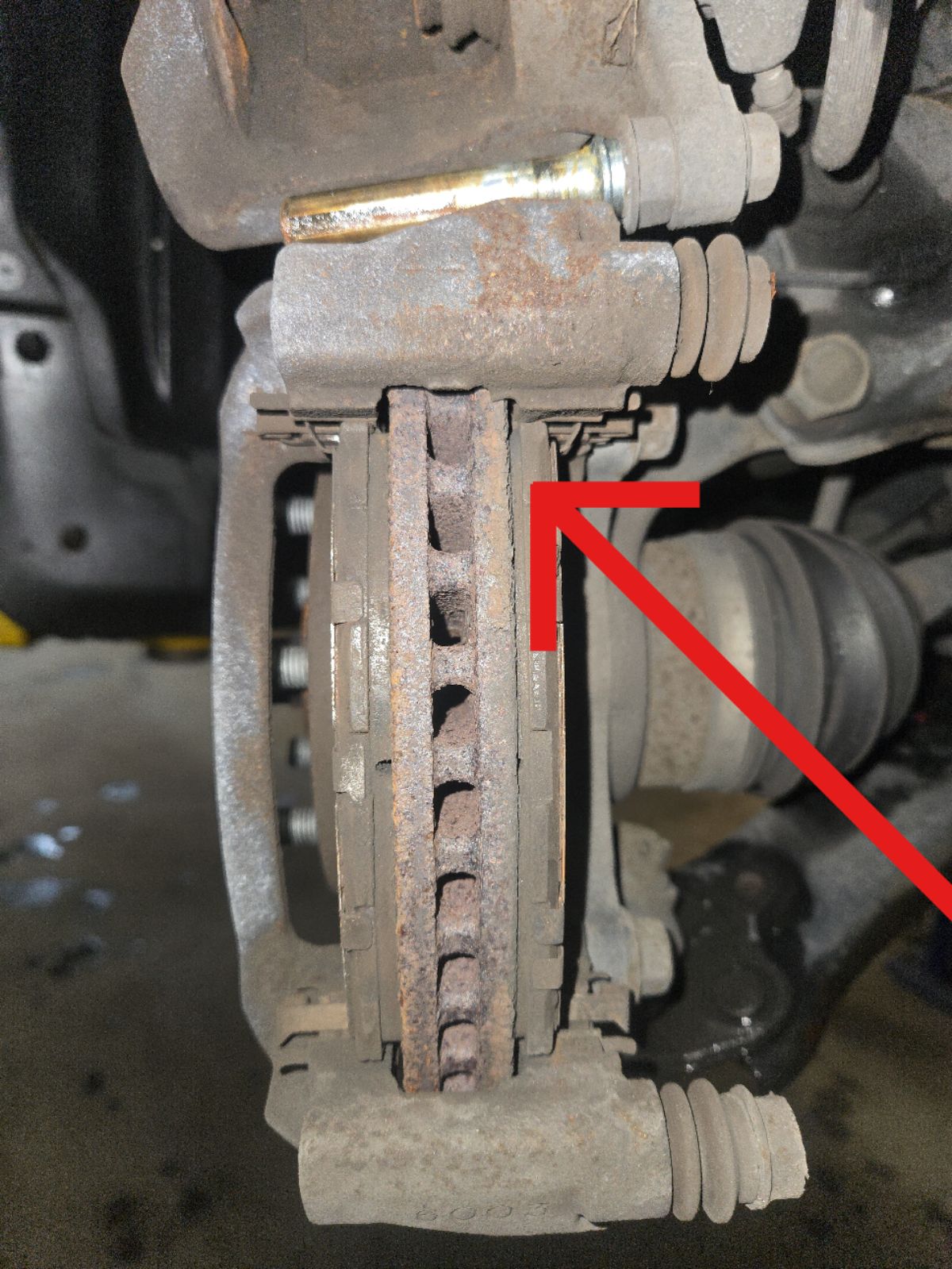 Front brake pad condition